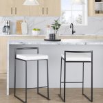 Fuji 26 Black Metal White Contemporary Counter Stool (Set of 3) 13 Fuji 26 Black Metal White Contemporary Counter Stool (Set of 3)