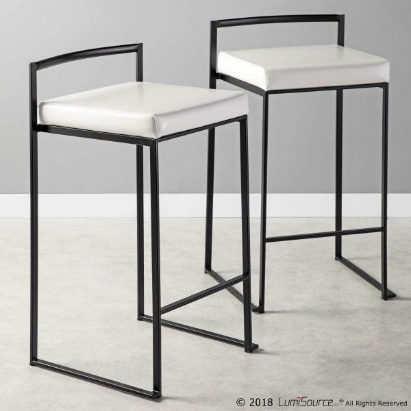 Fuji 26 Black Metal White Contemporary Counter Stool Set of 3 3
