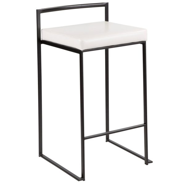 Fuji 26 Black Metal White Contemporary Counter Stool Set of 3 4