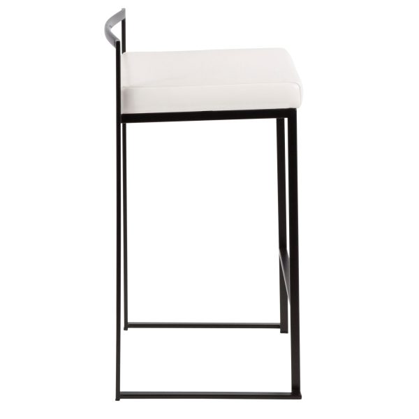Fuji 26 Black Metal White Contemporary Counter Stool Set of 3 5