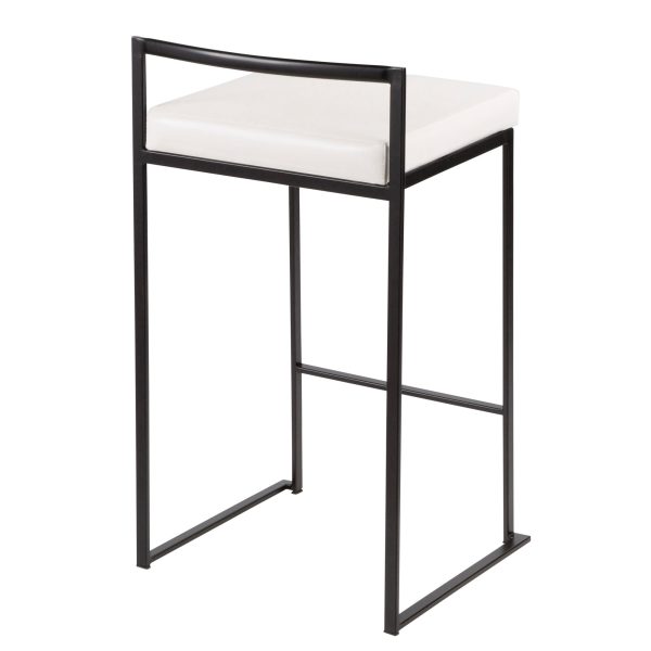 Fuji 26 Black Metal White Contemporary Counter Stool Set of 3 6