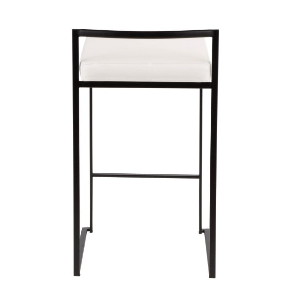 Fuji 26 Black Metal White Contemporary Counter Stool Set of 3 7