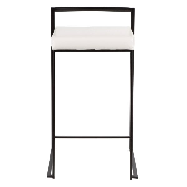 Fuji 26 Black Metal White Contemporary Counter Stool Set of 3 8