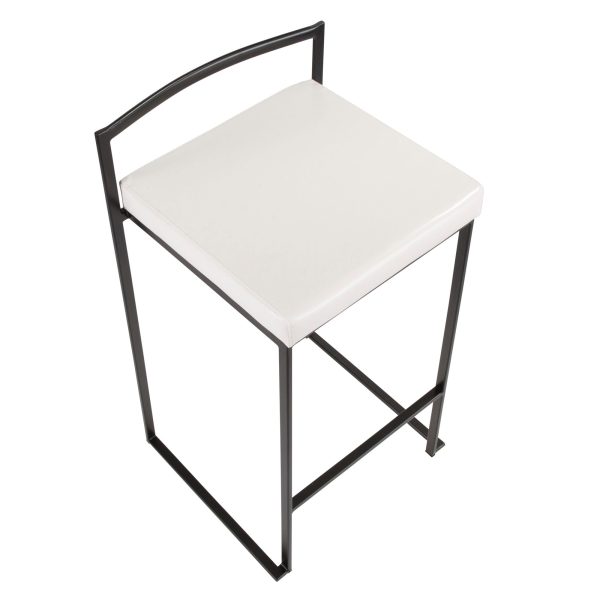 Fuji 26 Black Metal White Contemporary Counter Stool Set of 3 9