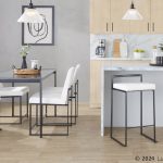 Fuji 26 Black Metal White Velvet Contemporary Stools (Set of 3) 14 Fuji 26 Black Metal White Velvet Contemporary Stools (Set of 3)