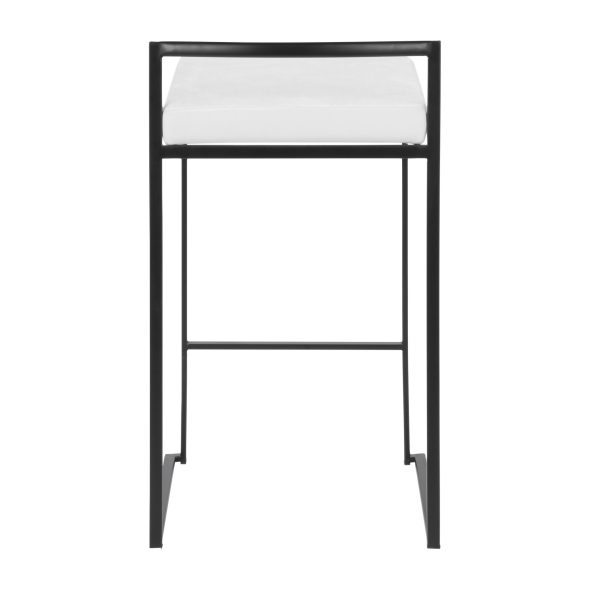 Fuji 26 Black Metal White Velvet Contemporary Stools Set of 3 7
