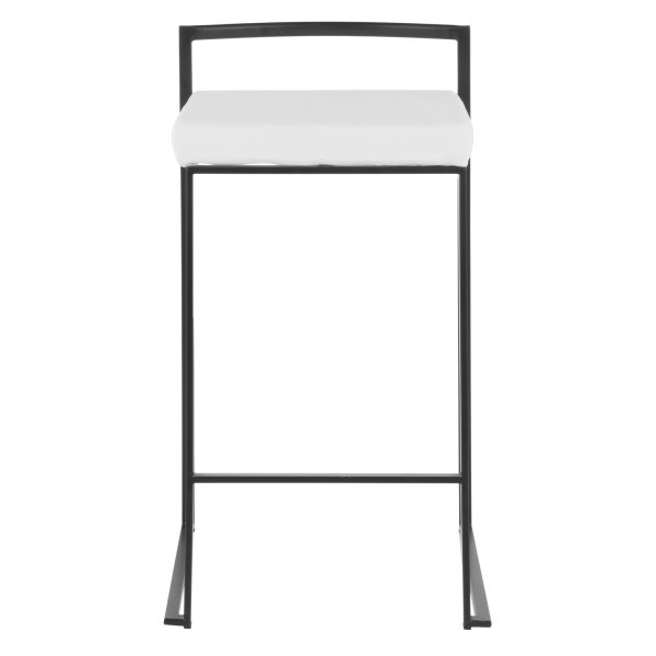 Fuji 26 Black Metal White Velvet Contemporary Stools Set of 3 8