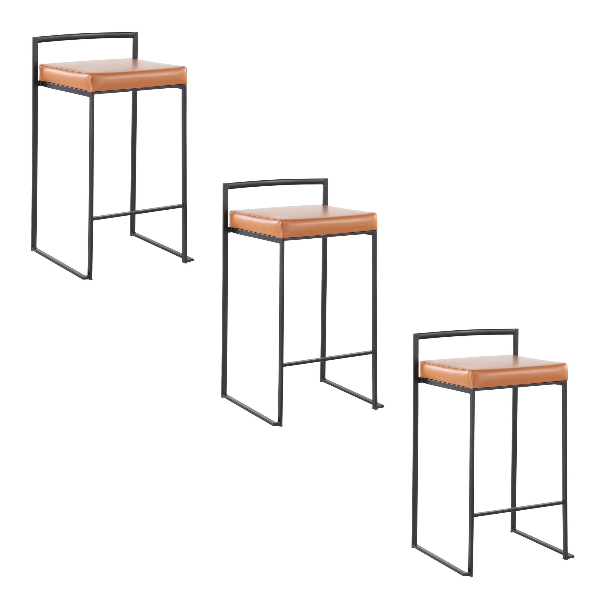 Fuji 26" Black and Camel Contemporary Counter Stools (Set of 3) 12 Fuji 26" Black and Camel Contemporary Counter Stools (Set of 3) - Image 12