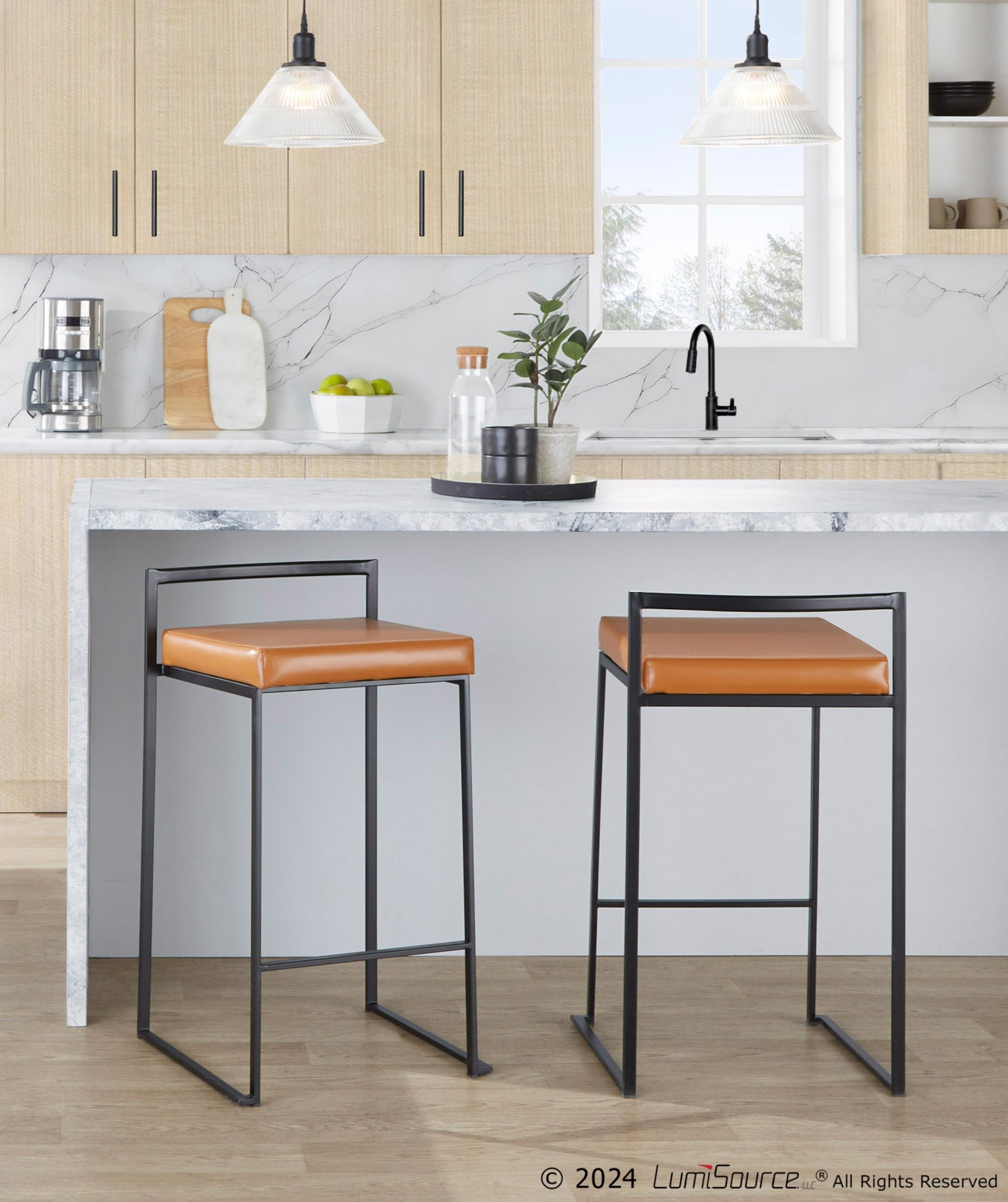 Fuji 26" Black and Camel Contemporary Counter Stools (Set of 3) 1 Fuji 26" Black and Camel Contemporary Counter Stools (Set of 3)