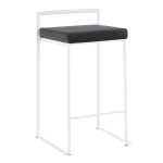 Fuji 26 Contemporary Black Velvet White Metal Counter Stools (Set of 3) 13 Fuji 26 Contemporary Black Velvet White Metal Counter Stools (Set of 3)