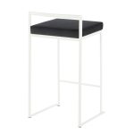 Fuji 26 Contemporary Black Velvet White Metal Counter Stools (Set of 3) 15 Fuji 26 Contemporary Black Velvet White Metal Counter Stools (Set of 3)