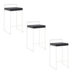 Fuji 26 Contemporary Black Velvet White Metal Counter Stools (Set of 3) 19 Fuji 26 Contemporary Black Velvet White Metal Counter Stools (Set of 3)