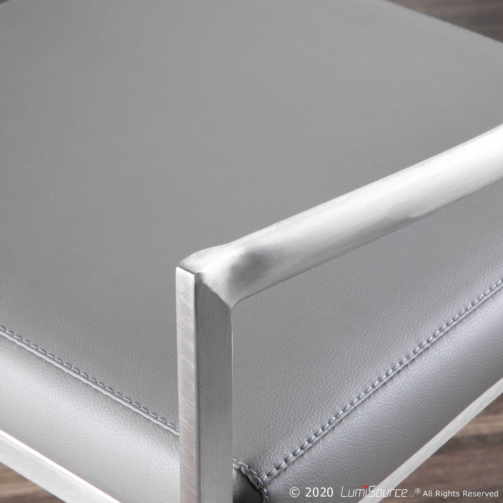 Fuji 26" Contemporary Grey Faux Leather Counter Stools (Set of 3) 2 Fuji 26" Contemporary Grey Faux Leather Counter Stools (Set of 3) - Image 2