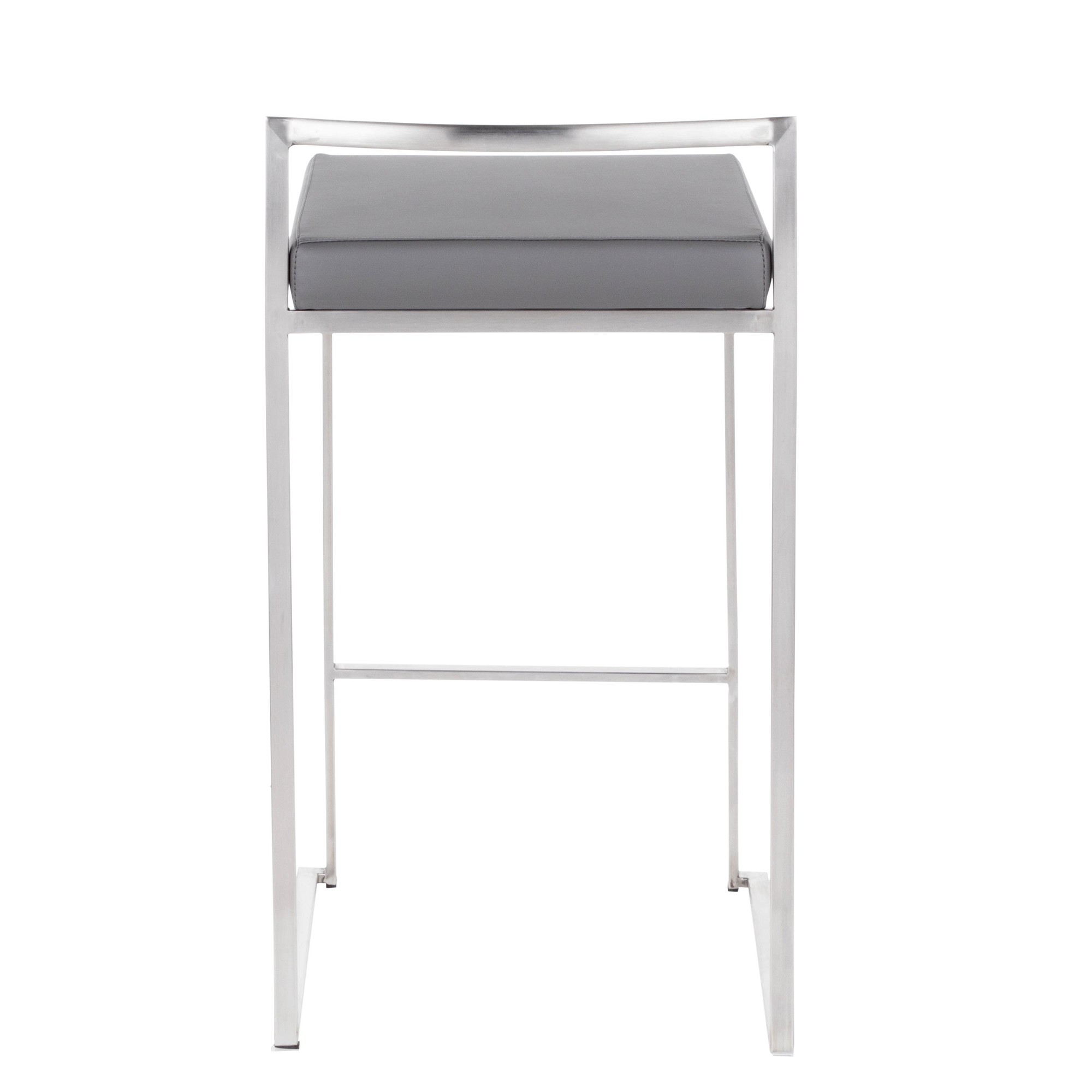 Fuji 26" Contemporary Grey Faux Leather Counter Stools (Set of 3) 11 Fuji 26" Contemporary Grey Faux Leather Counter Stools (Set of 3) - Image 11