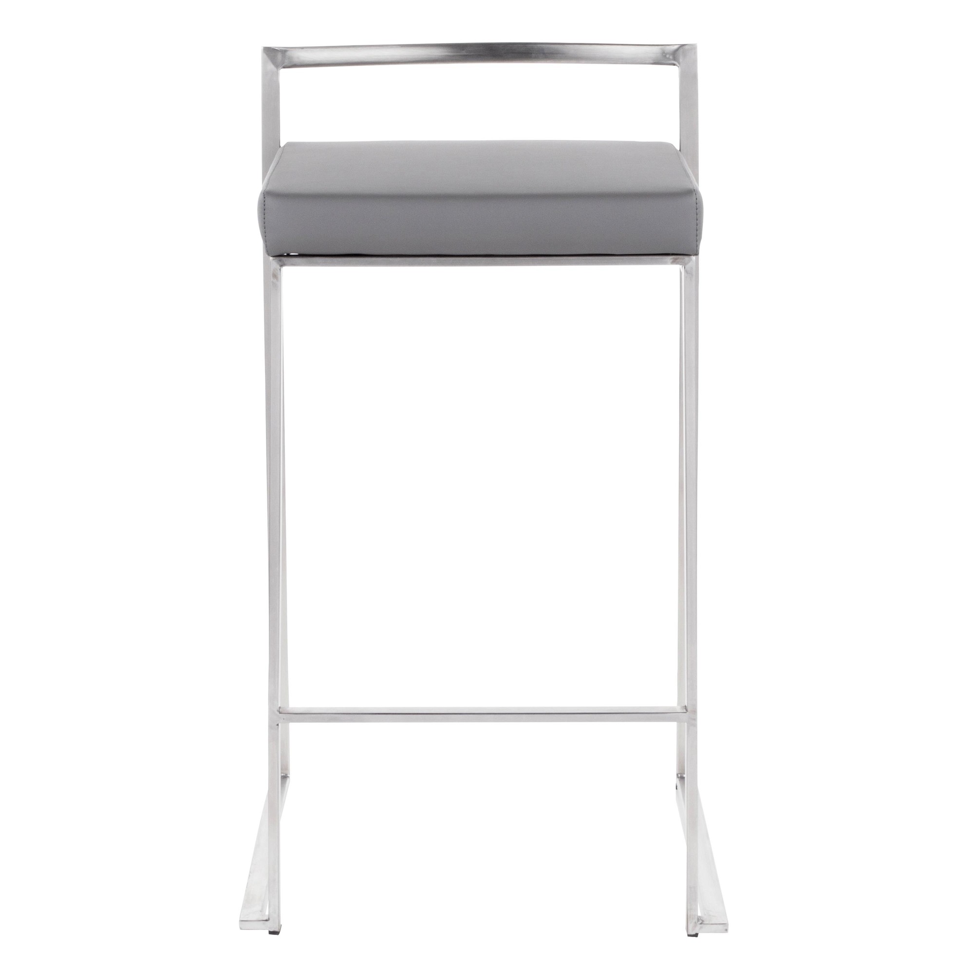 Fuji 26" Contemporary Grey Faux Leather Counter Stools (Set of 3) 12 Fuji 26" Contemporary Grey Faux Leather Counter Stools (Set of 3) - Image 12