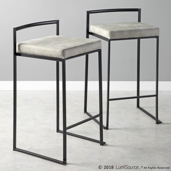 Fuji 26 Contemporary Stackable Black Metal Counter Stools Set of 3 Set of 3 2