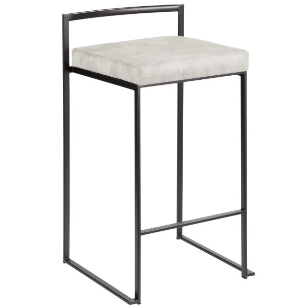 Fuji 26 Contemporary Stackable Black Metal Counter Stools Set of 3 Set of 3 3