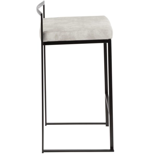 Fuji 26 Contemporary Stackable Black Metal Counter Stools Set of 3 Set of 3 4