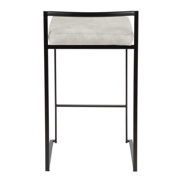 Fuji 26 Contemporary Stackable Black Metal Counter Stools Set of 3 Set of 3 6