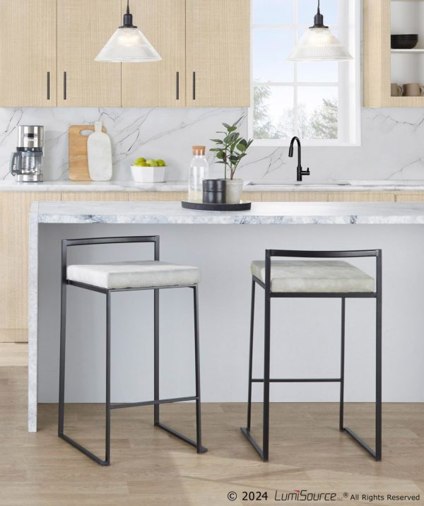 Fuji 26 Contemporary Stackable Black Metal Counter Stools Set of 3 Set of 3
