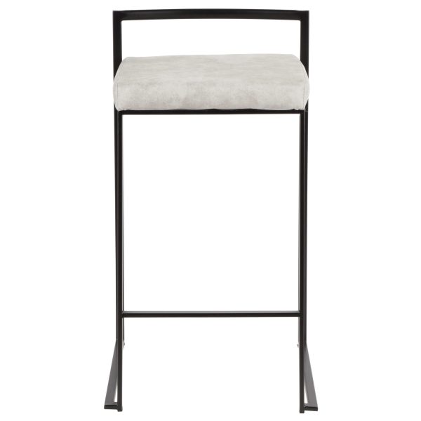 Fuji 26 Contemporary Stackable Black Metal Counter Stools Set of 3 Set of 3 7