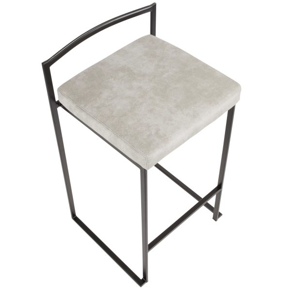 Fuji 26 Contemporary Stackable Black Metal Counter Stools Set of 3 Set of 3 8