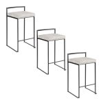 Fuji 26" Contemporary Stackable Black Metal Counter Stools (Set of 3) (Set of 3) 21 Fuji 26" Contemporary Stackable Black Metal Counter Stools (Set of 3) (Set of 3)