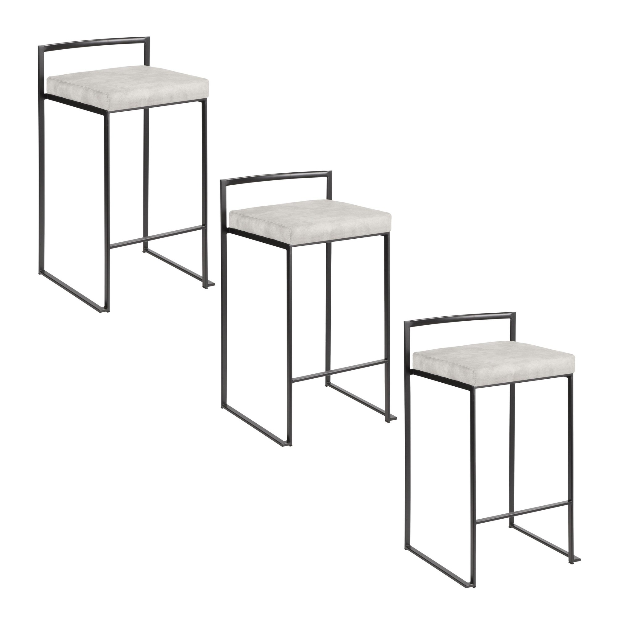 Fuji 26" Contemporary Stackable Black Metal Counter Stools (Set of 3) (Set of 3) 10 Fuji 26" Contemporary Stackable Black Metal Counter Stools (Set of 3) (Set of 3) - Image 10