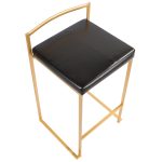 Fuji 26 Gold Black Faux Leather Contemporary Counter Stools (Set of 3) 26 Fuji 26 Gold Black Faux Leather Contemporary Counter Stools (Set of 3)