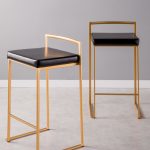 Fuji 26 Gold Black Faux Leather Contemporary Counter Stools (Set of 3) 20 Fuji 26 Gold Black Faux Leather Contemporary Counter Stools (Set of 3)