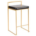 Fuji 26 Gold Black Faux Leather Contemporary Counter Stools (Set of 3) 21 Fuji 26 Gold Black Faux Leather Contemporary Counter Stools (Set of 3)