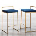 Fuji 26 Gold Blue Velvet Contemporary Stackable Counter Stools (Set of 3) 15 Fuji 26 Gold Blue Velvet Contemporary Stackable Counter Stools (Set of 3)