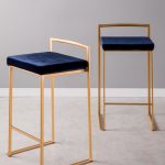 Fuji 26 Gold Blue Velvet Contemporary Stackable Counter Stools (Set of 3) 17 Fuji 26 Gold Blue Velvet Contemporary Stackable Counter Stools (Set of 3)