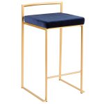 Fuji 26 Gold Blue Velvet Contemporary Stackable Counter Stools (Set of 3) 19 Fuji 26 Gold Blue Velvet Contemporary Stackable Counter Stools (Set of 3)