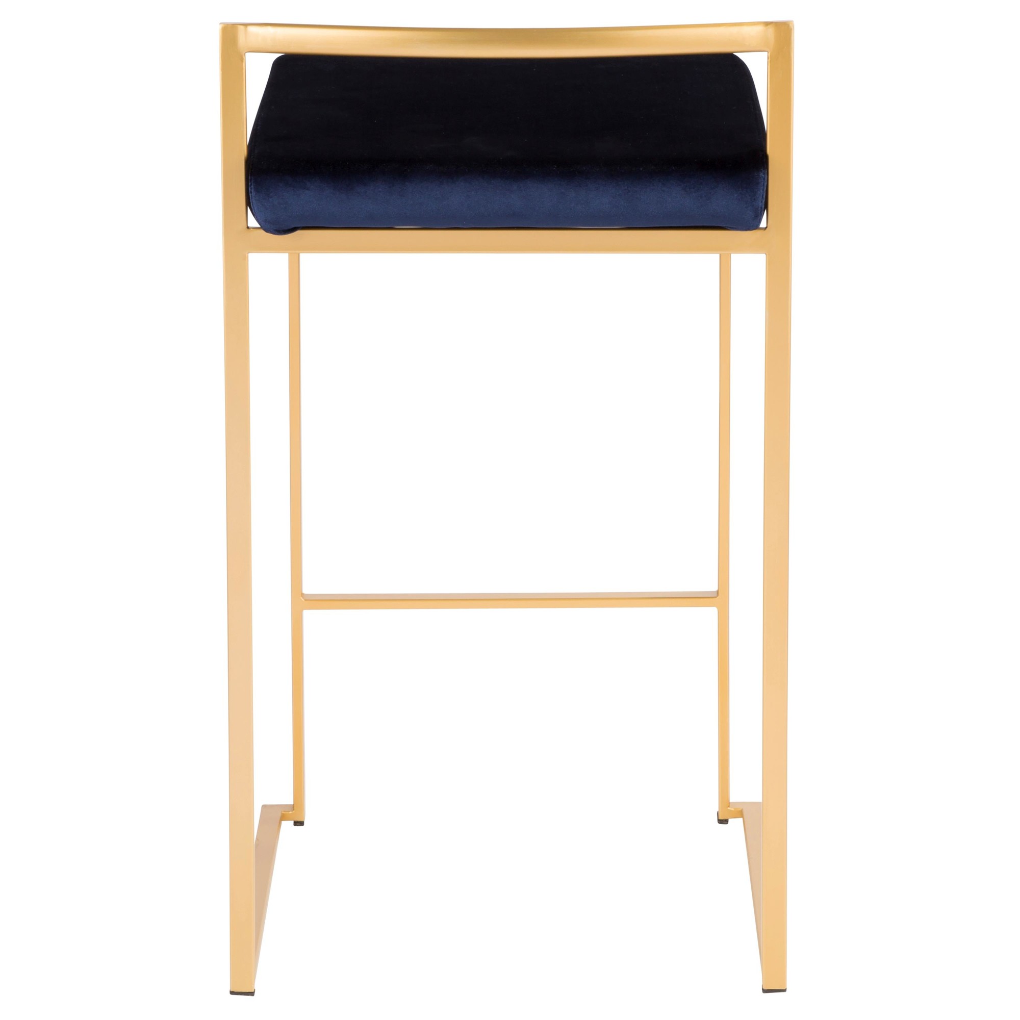 Fuji 26 Gold Blue Velvet Contemporary Stackable Counter Stools (Set of 3) 9 Fuji 26 Gold Blue Velvet Contemporary Stackable Counter Stools (Set of 3) - Image 9