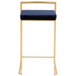 Fuji 26 Gold Blue Velvet Contemporary Stackable Counter Stools (Set of 3) 23 Fuji 26 Gold Blue Velvet Contemporary Stackable Counter Stools (Set of 3)