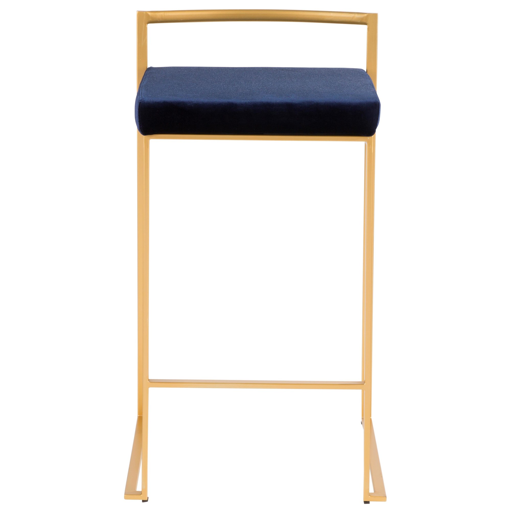 Fuji 26 Gold Blue Velvet Contemporary Stackable Counter Stools (Set of 3) 10 Fuji 26 Gold Blue Velvet Contemporary Stackable Counter Stools (Set of 3) - Image 10