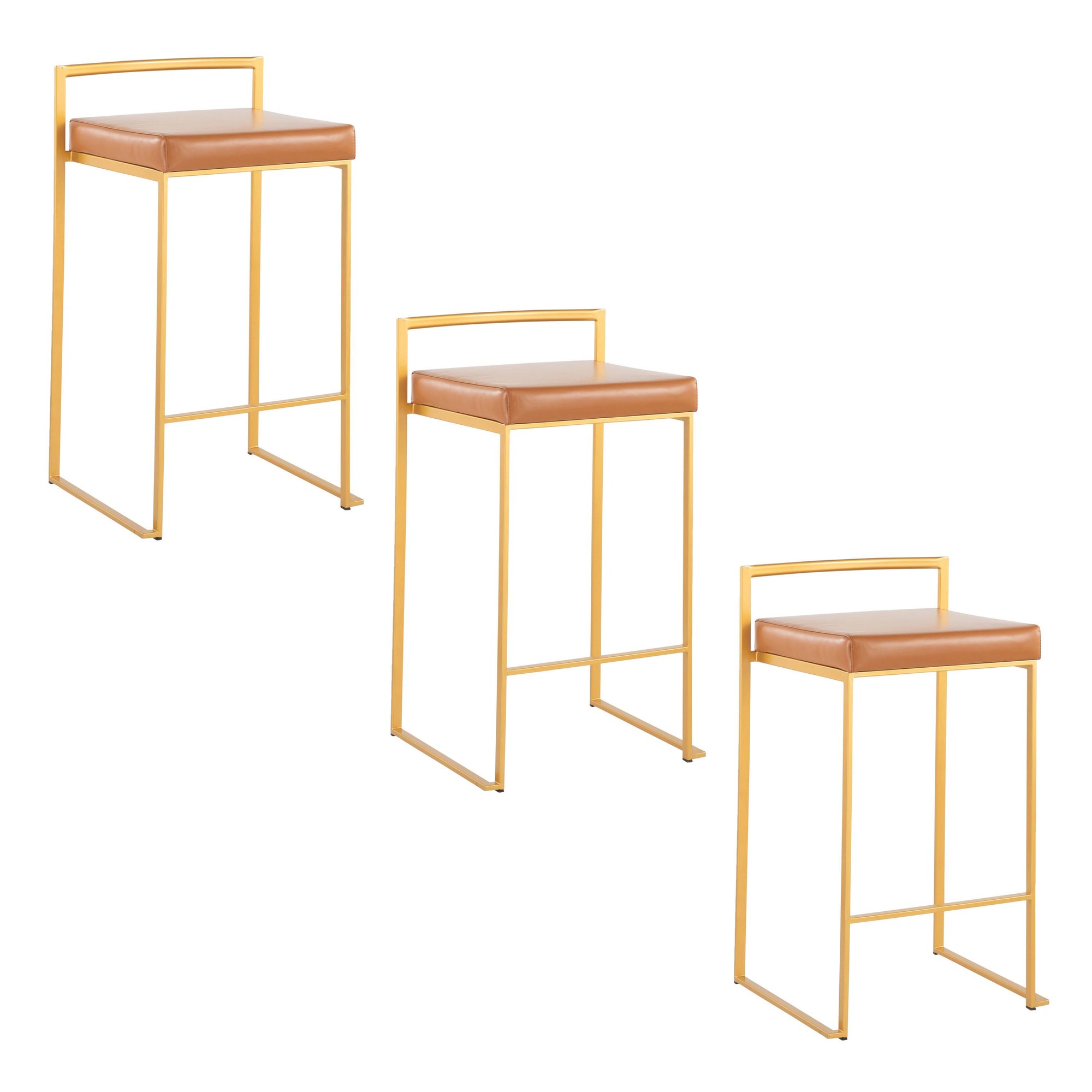 Fuji 26" Gold Contemporary Stackable Counter Stool Camel (Set of 3) 11 Fuji 26" Gold Contemporary Stackable Counter Stool Camel (Set of 3) - Image 11