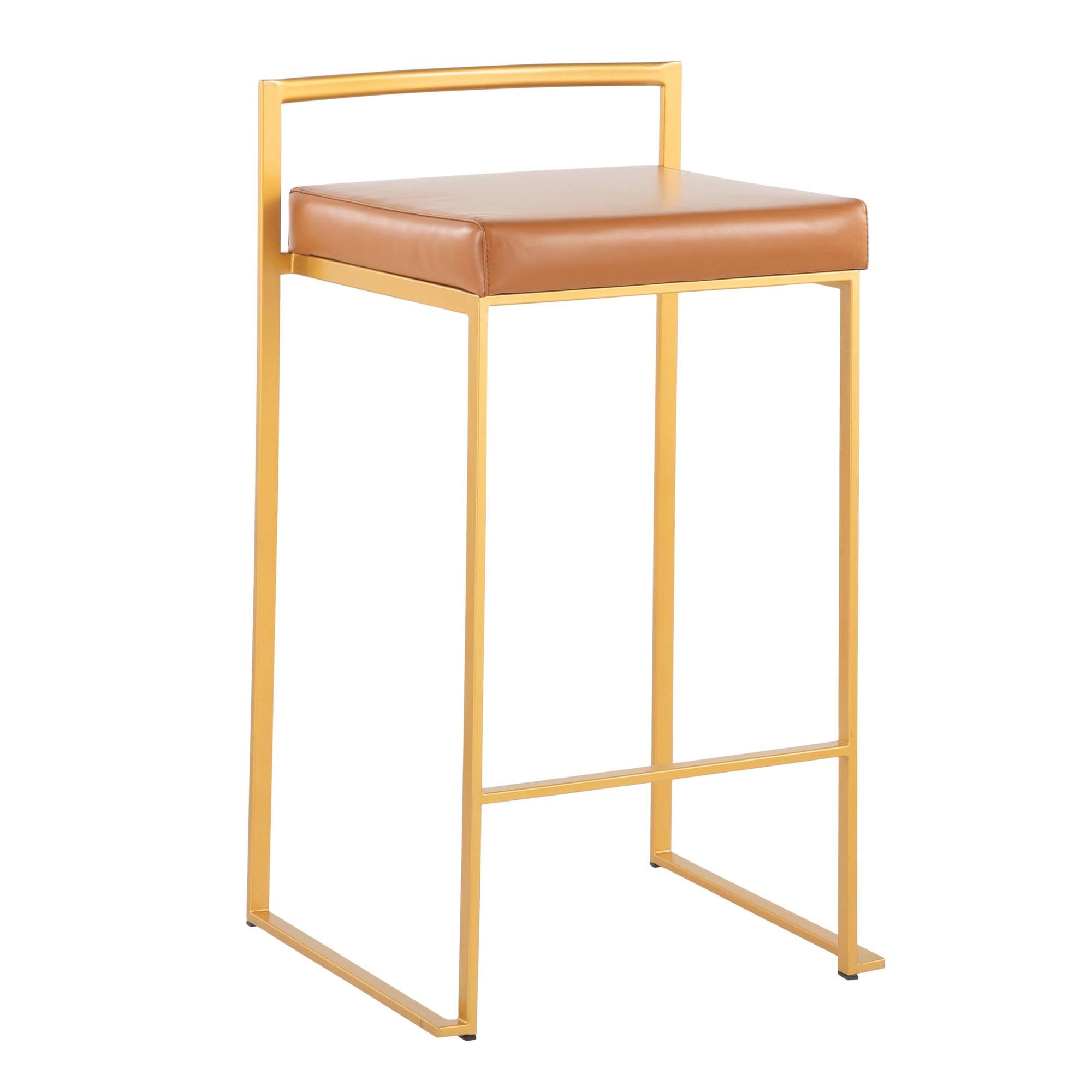 Fuji 26" Gold Contemporary Stackable Counter Stool Camel (Set of 3) 5 Fuji 26" Gold Contemporary Stackable Counter Stool Camel (Set of 3) - Image 5