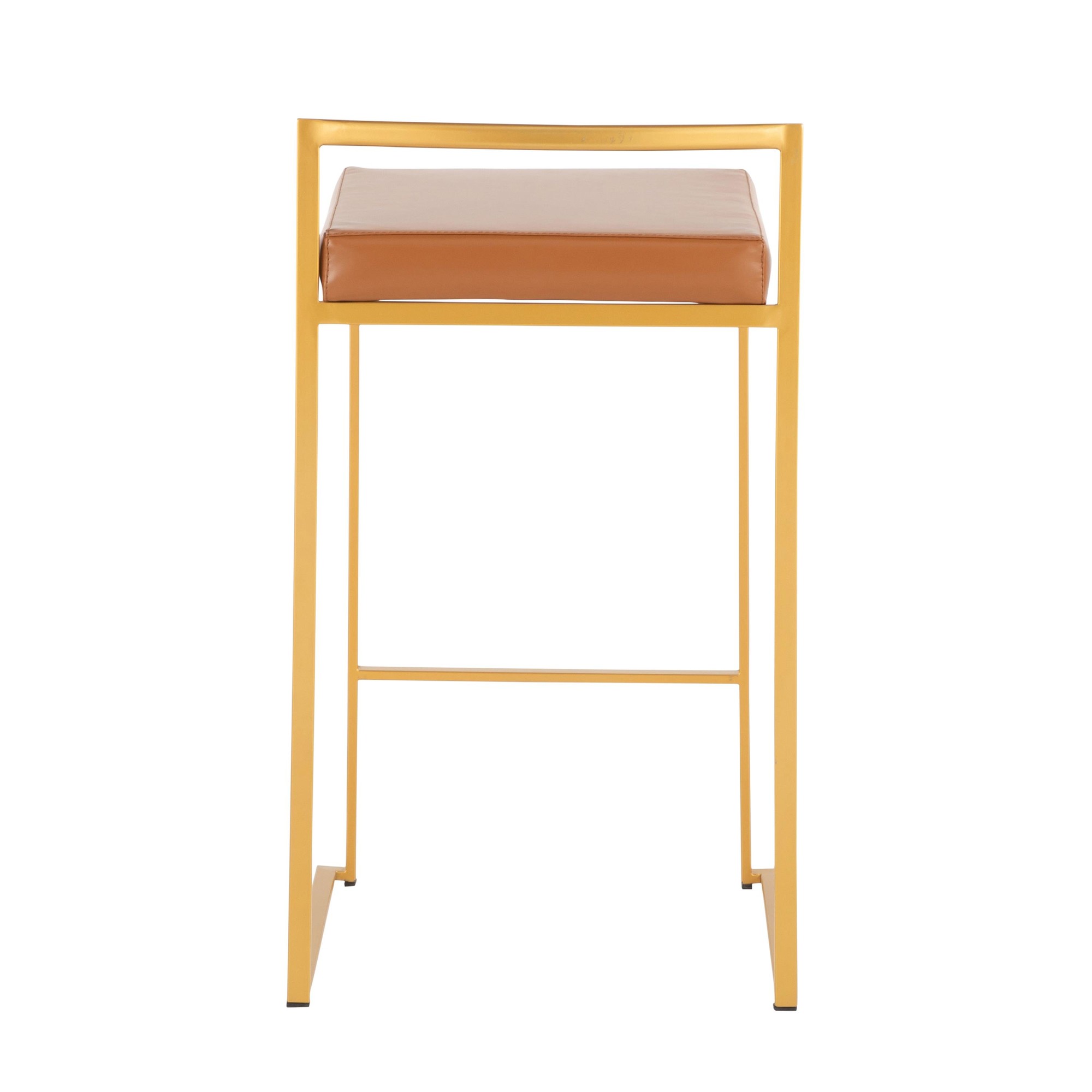 Fuji 26" Gold Contemporary Stackable Counter Stool Camel (Set of 3) 8 Fuji 26" Gold Contemporary Stackable Counter Stool Camel (Set of 3) - Image 8