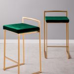 Fuji 26 Gold Green Velvet Contemporary Counter Stools (Set of 3) 18 Fuji 26 Gold Green Velvet Contemporary Counter Stools (Set of 3)