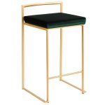 Fuji 26 Gold Green Velvet Contemporary Counter Stools (Set of 3) 23 Fuji 26 Gold Green Velvet Contemporary Counter Stools (Set of 3)
