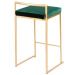 Fuji 26 Gold Green Velvet Contemporary Counter Stools (Set of 3) 25 Fuji 26 Gold Green Velvet Contemporary Counter Stools (Set of 3)