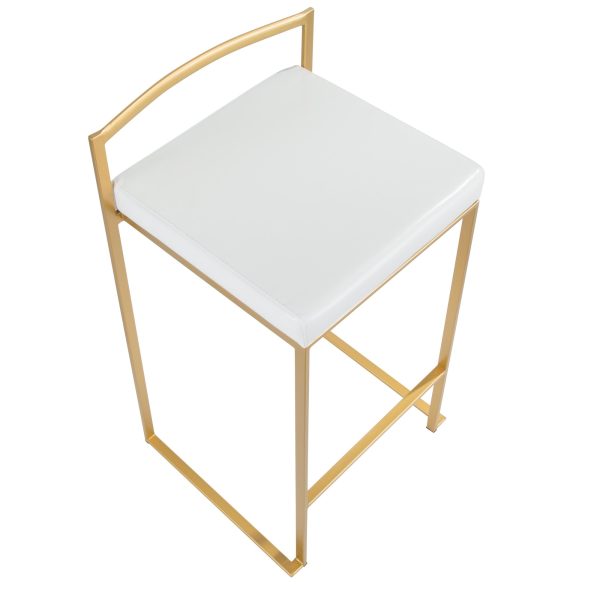 Fuji 26 Gold White Contemporary Stackable Counter Stools Set of 3 10