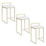 Fuji 26 Gold White Contemporary Stackable Counter Stools (Set of 3) 25 Fuji 26 Gold White Contemporary Stackable Counter Stools (Set of 3)