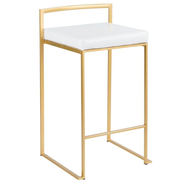 Fuji 26 Gold White Contemporary Stackable Counter Stools Set of 3 5