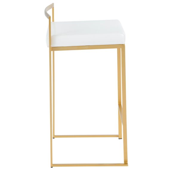 Fuji 26 Gold White Contemporary Stackable Counter Stools Set of 3 6