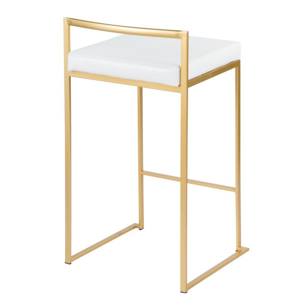 Fuji 26 Gold White Contemporary Stackable Counter Stools Set of 3 7