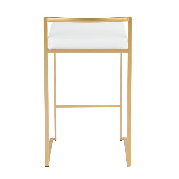Fuji 26 Gold White Contemporary Stackable Counter Stools Set of 3 8