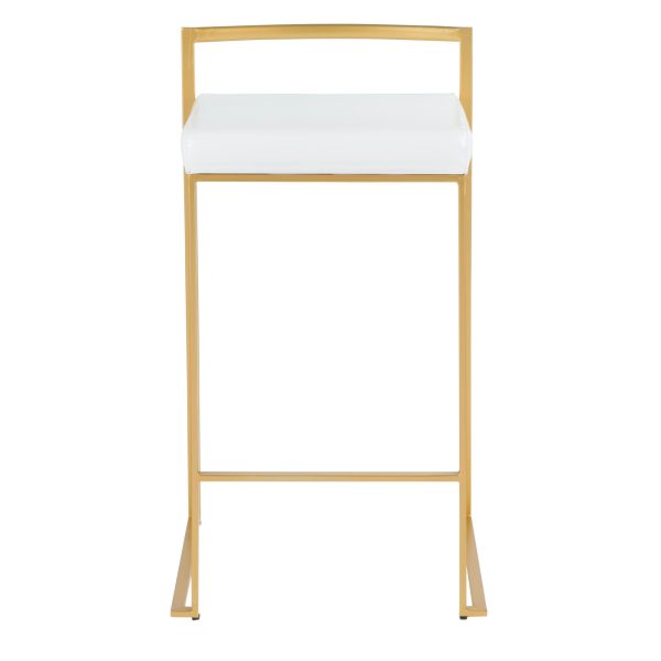 Fuji 26 Gold White Contemporary Stackable Counter Stools Set of 3 9